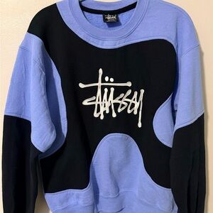 Vintage Reworked Stussy Navy & Periwinkle Crewneck